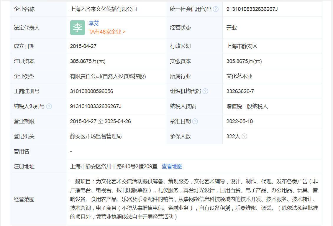 上海艺齐来文化传播有限公司工商信息.png 上海艺齐来文化传播有限公司工商信息.png